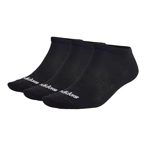 adidas Linear medias de corte bajo, paquete de 3 · Negro / Blanco