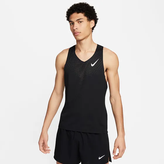 Nike AeroSwift camiseta sin mangas de running para caballero · Negro / Blanco